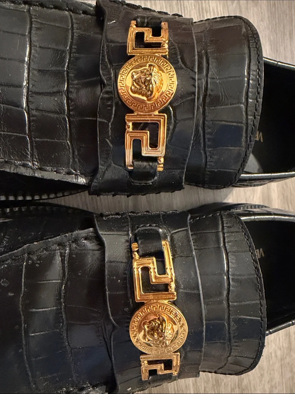 Authentic Versace Embossed Leather Loafers